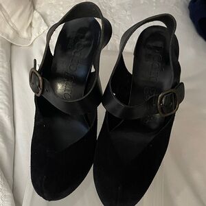Pedro Garcia Black suede with leather buckle shoe sz38